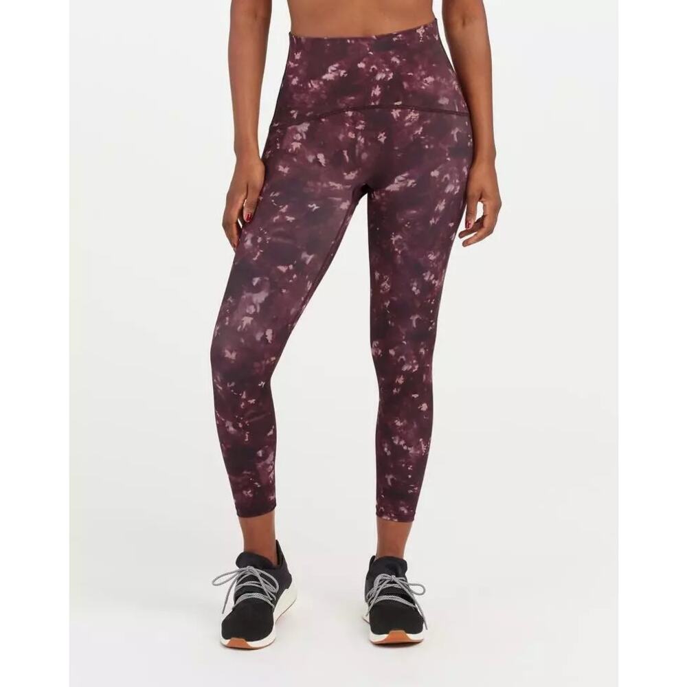 SPANX Booty‎ Boost Active Print 7/8 Legging in Wine/Orange Tie-Dye Size Small